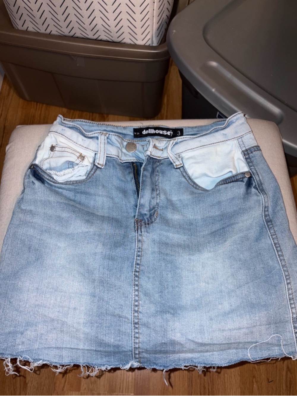 Dollhouse Faded Blue Denim Mini Skirt